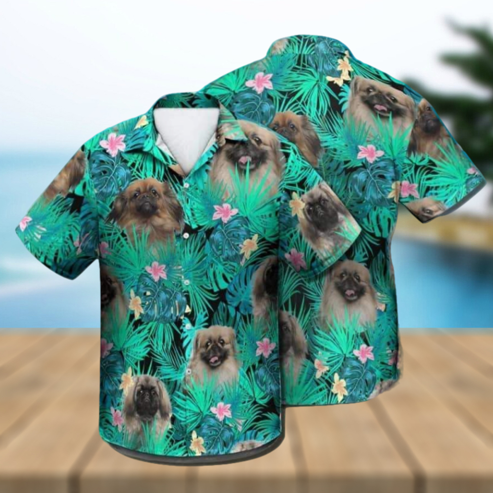 Pekingese Dog Design on Summer Leaves Aloha Hawaiian Shirt - Limotees