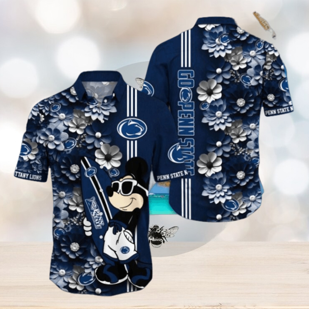 Penn State Nittany Lions Hawaiian Shirt Mickey Love Surfing Trending Summer Gift - Limotees