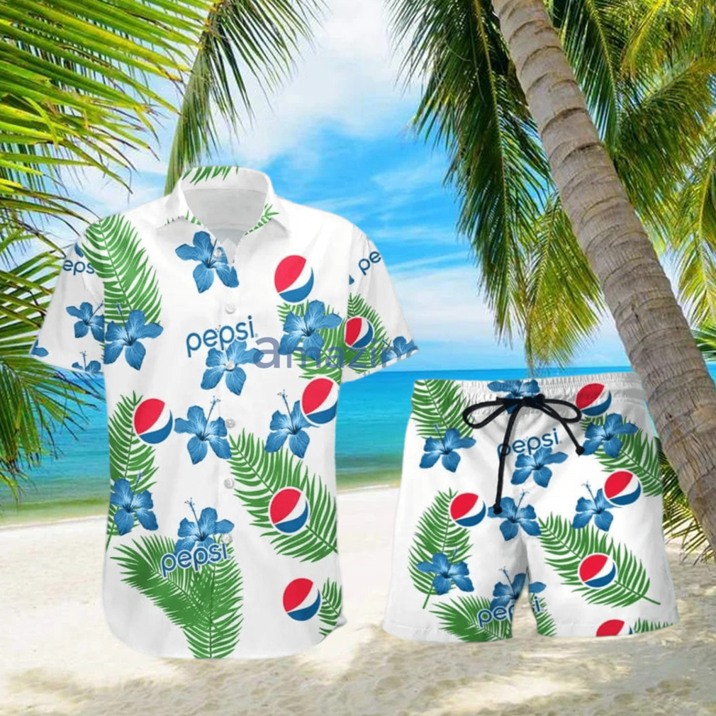 Pepsi Hibiscus Flower Pattern Hawaiian Shirt And Short For Men And Women hawaiian shirt - Limotees