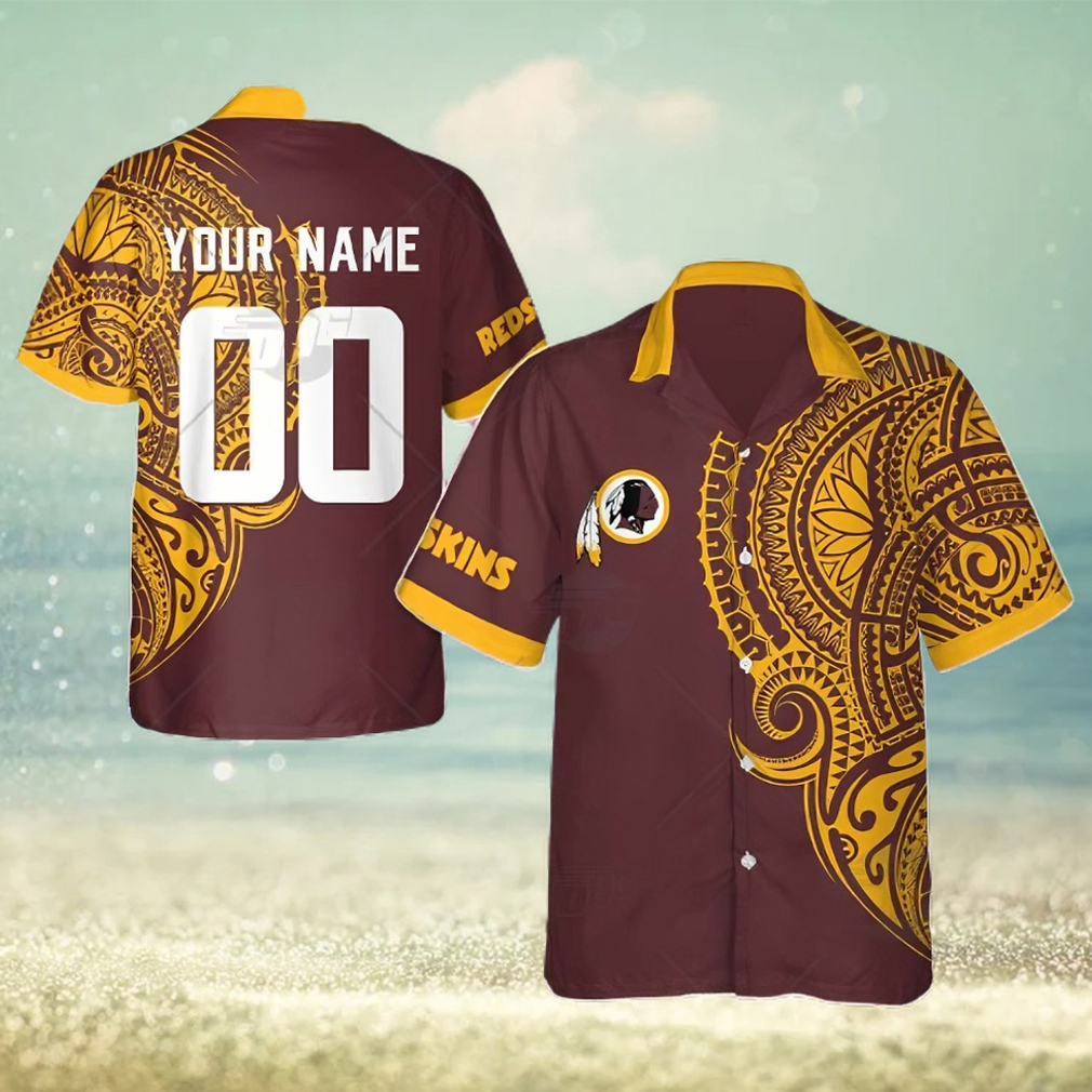 Personalize NFL Washington Redskins Polynesian Tattoo Design Hawaiian Shirt - Limotees