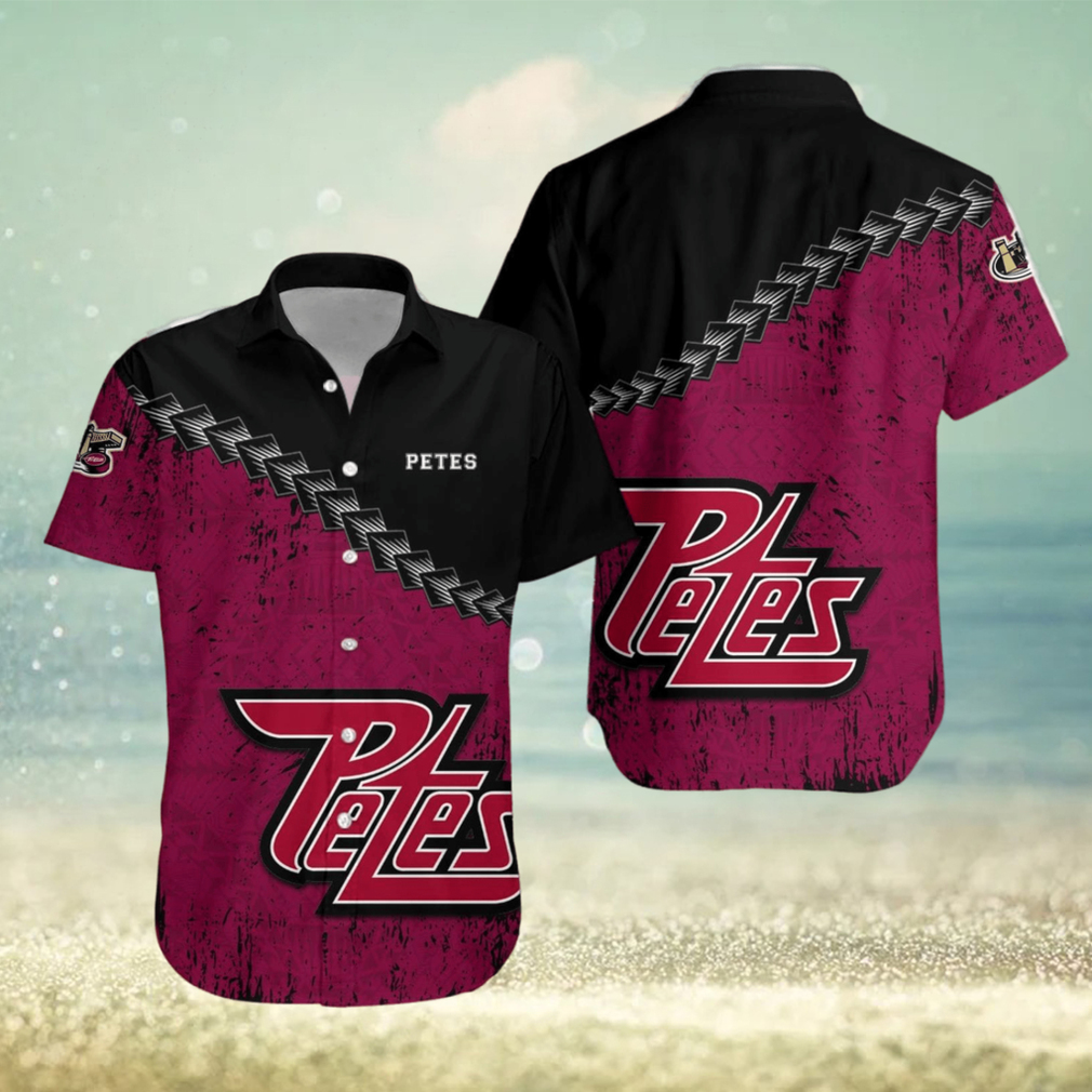 Peterborough Petes Ca Hockey Grunge Polynesian Tattoo Pattern Hawaiian Shirt For Fans - Limotees