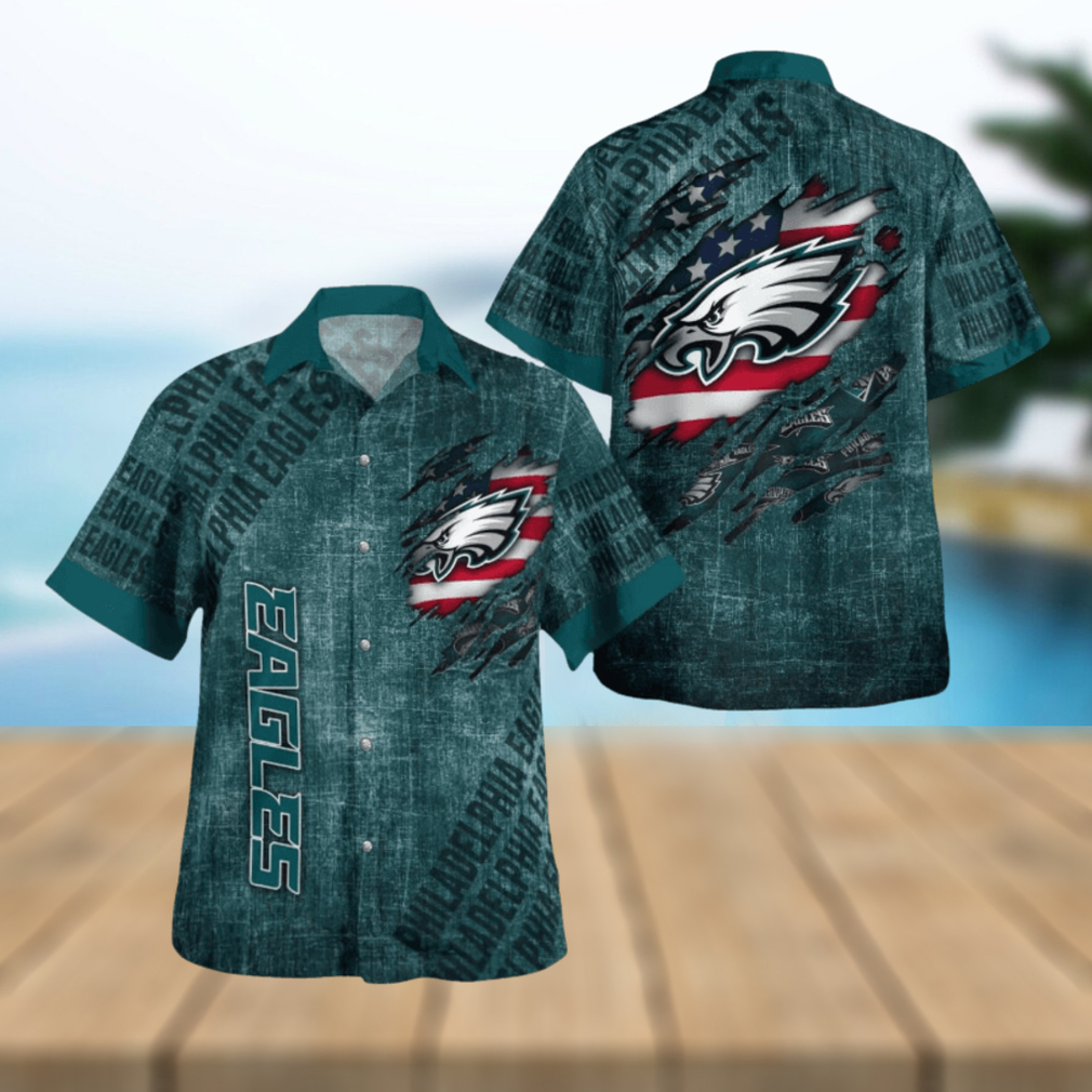 Philadelphia Eagles American Flag 3D All Over Print Hawaiian Shirt - Limotees