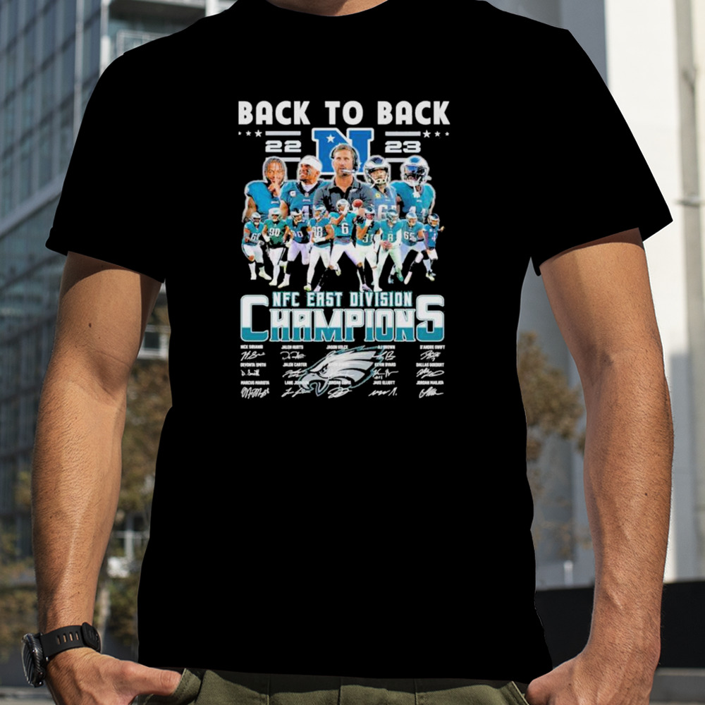 Philadelphia Eagles Back To Back 2023 NFC East Division Champions Signatures Shirt