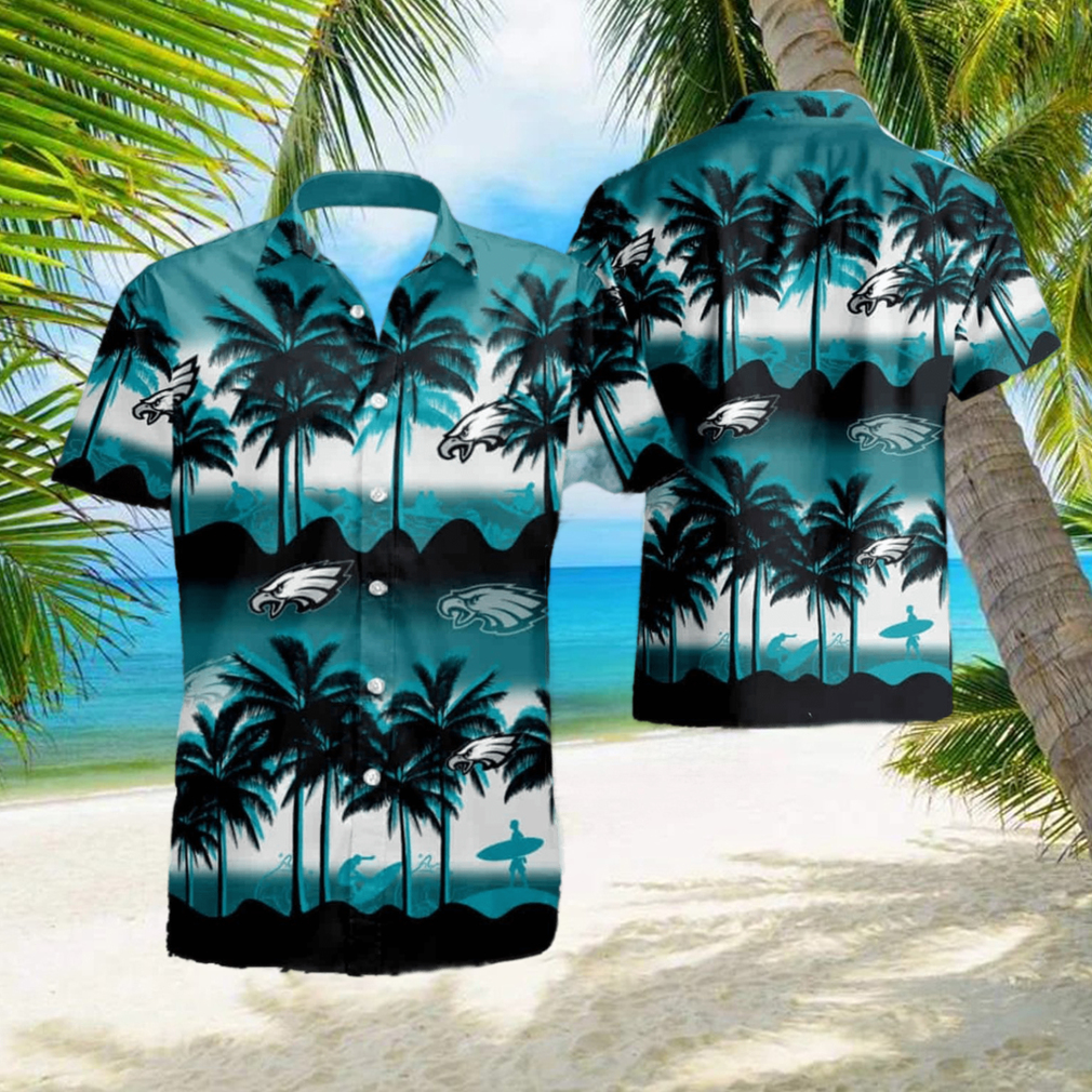 Philadelphia Eagles Coconut Island Ocean Waves Hawaiian Shirt - Limotees