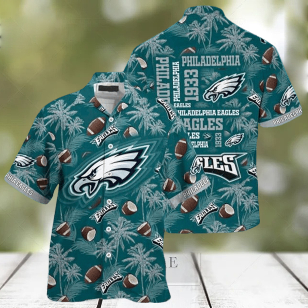 Philadelphia Eagles Hawaiian Shirt Coconut Tree Pattern Summer Vacation Gift - Limotees