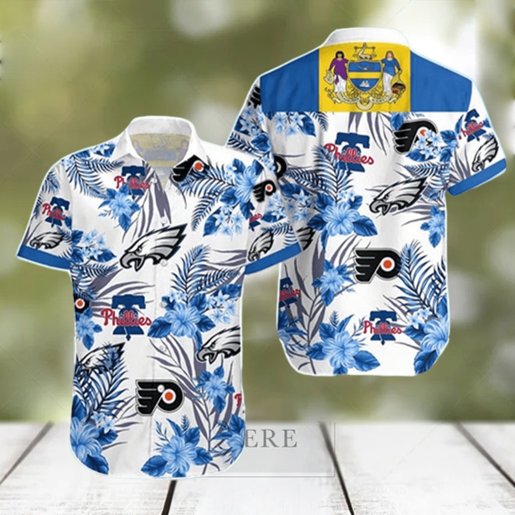 Philadelphia Eagles Phillies Flyers Summer Tropical Hawaiian Shirt - Limotees