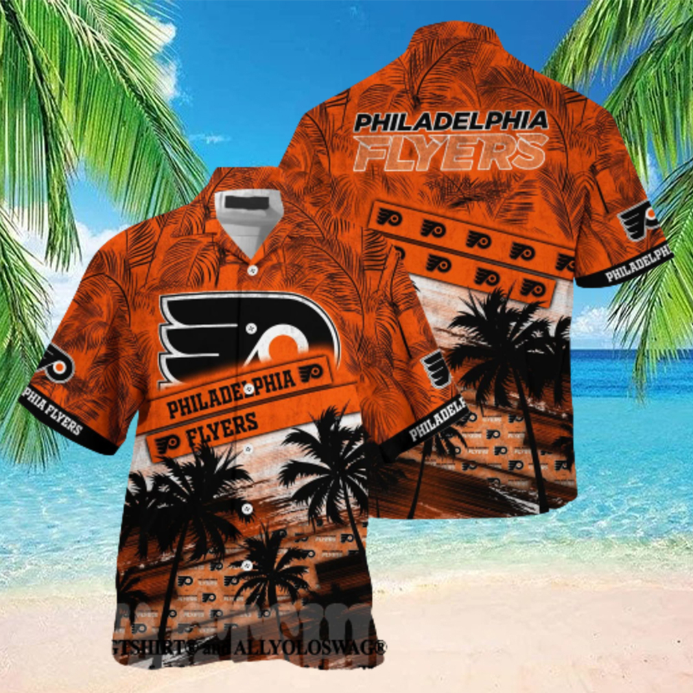 Philadelphia Flyers NHL Palm Tree Pattern Full Print Hawaiian Shirt - Limotees