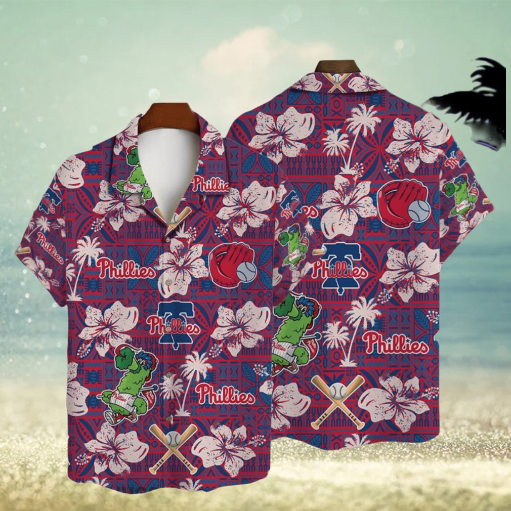 Philadelphia Phillies Hibiscus Pattern Vintage Hawaiian Shirt - Limotees