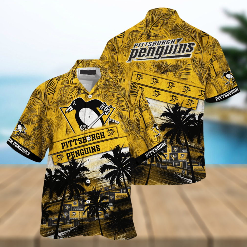 Pittsburgh Penguins NHL Palm Tree Pattern Hawaii Shirt For Sports Fans Unisex Sport Hawaii Shirt - Limotees