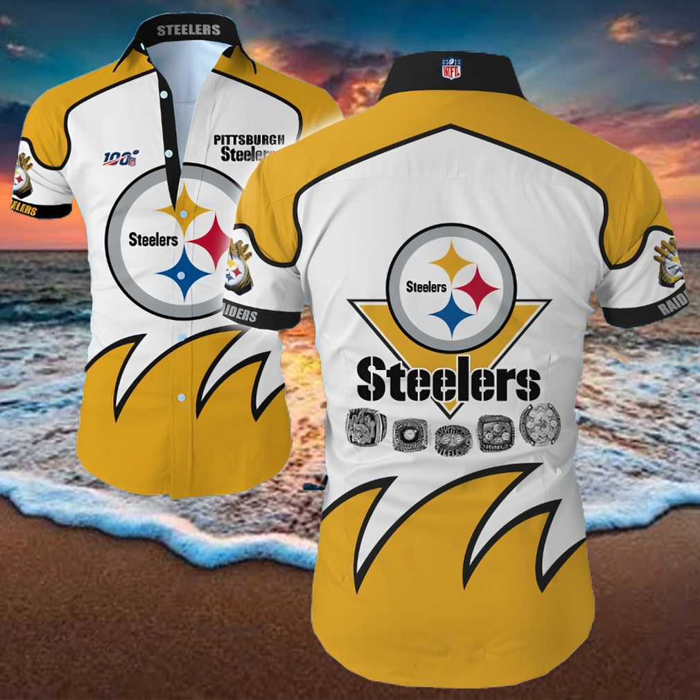 Pittsburgh Steelers Big Logo Hawaiian Summer Beach Shirt - Limotees