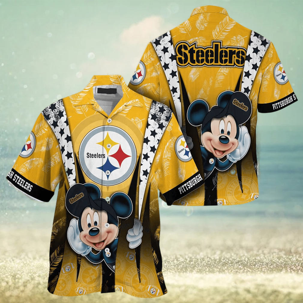 Pittsburgh Steelers Graphic Mickey Hawaiian Shirt 3D Printed Tropical Pattern - Limotees