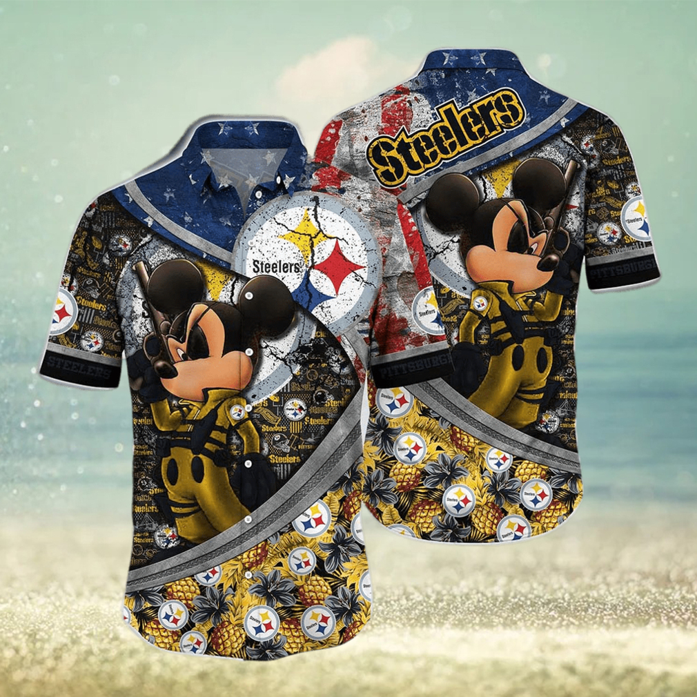 Pittsburgh Steelers Hawaiian Shirt Mickey Graphic - Limotees