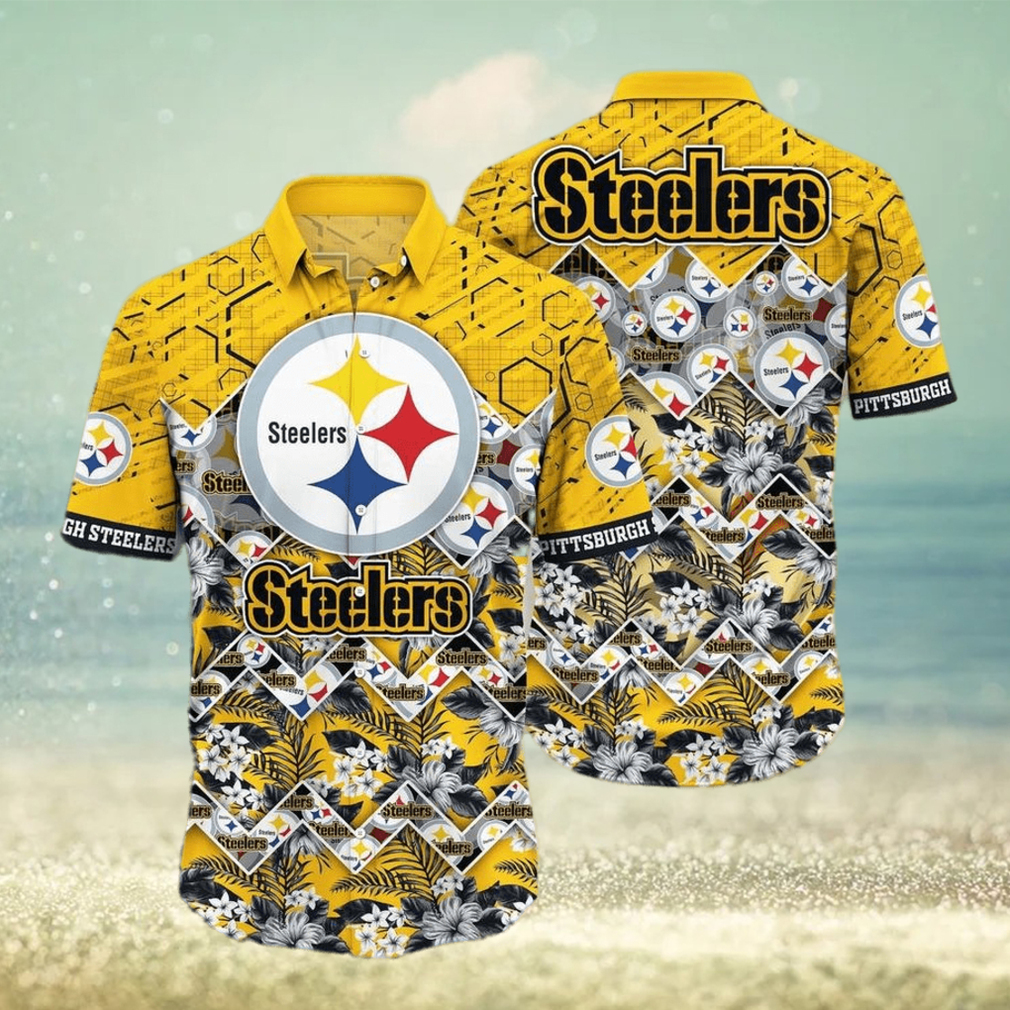 Pittsburgh Steelers NFL Hawaiian Shirt And Short Graphic Tropical Pattern 3D Printed Beach Shirt Summer Best Gift For Fan - Limotees