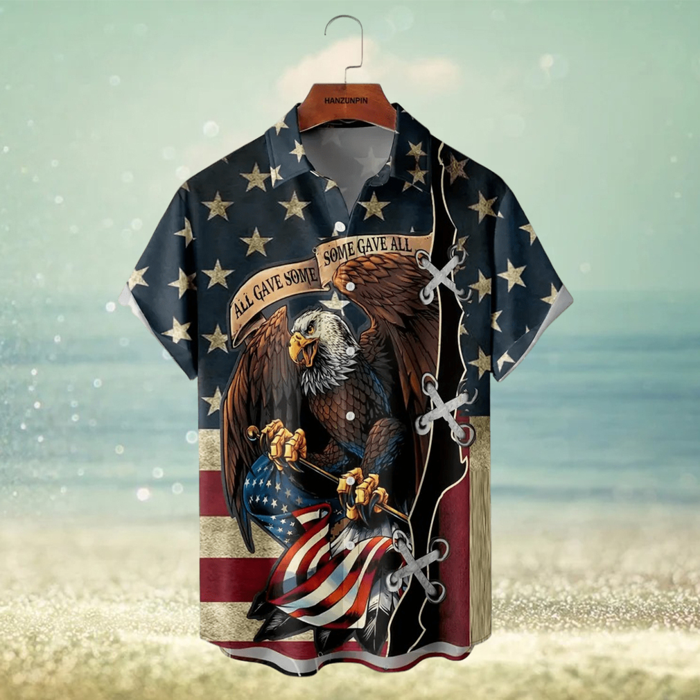 Plus Size Lapel Mens American Flag Graphic Print Hawaiian Shirt Button Down Shirts Top Blouse Shirts Short Sleeve Button Down Shirts - Limotees