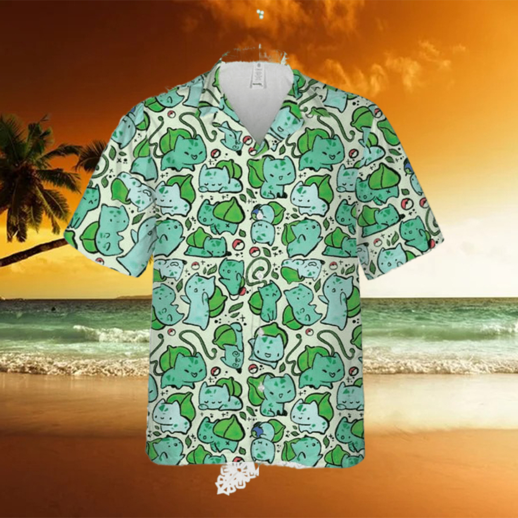 Pokemon Cute Bulbasaur Pattern Beach Lover 3D Hawaiian Shirt - Limotees