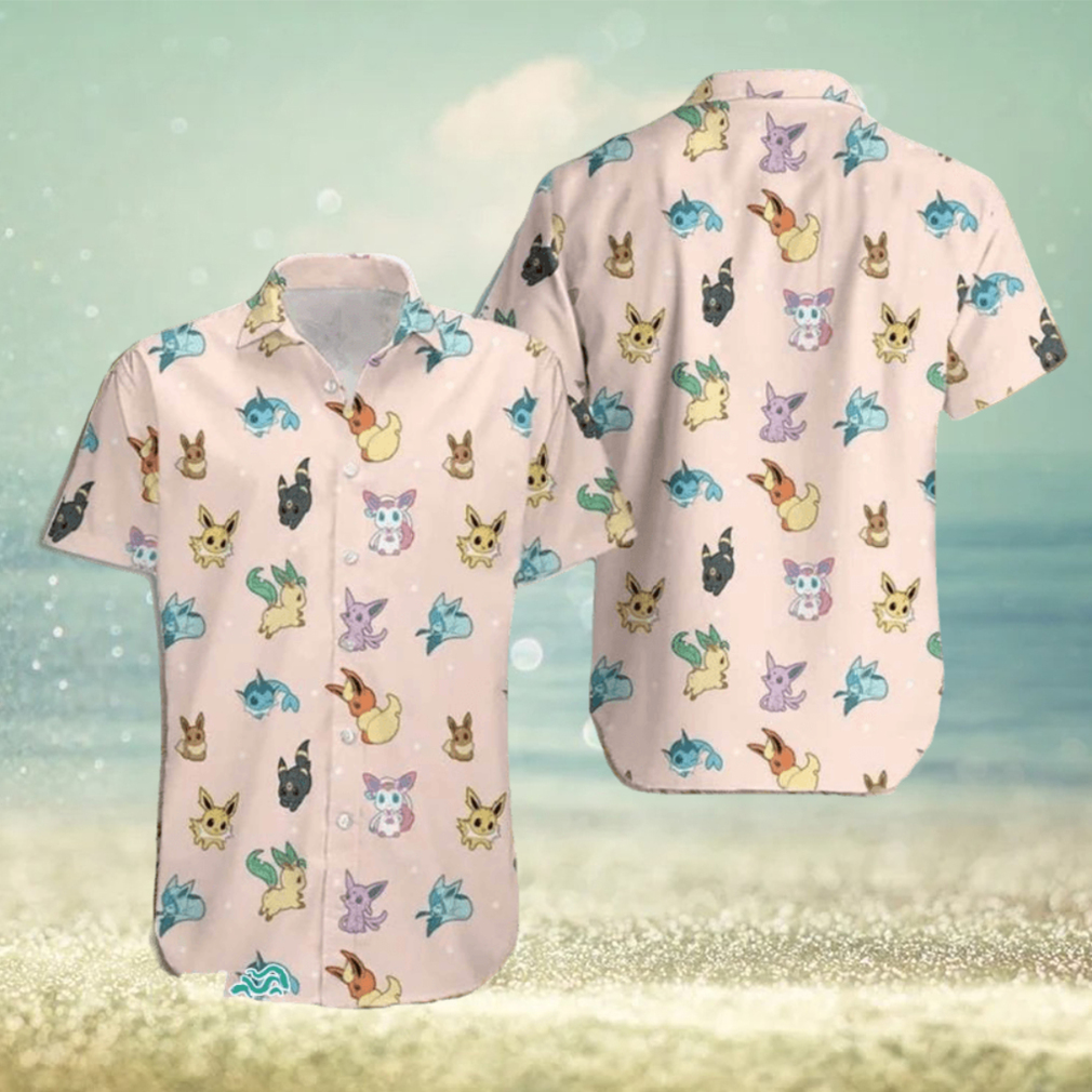 Pokemon Hawaiian Shirt, Eevee Evolution Pokemonsummer Holiday Family Aloha Hawaiian Beach Shirt - Limotees