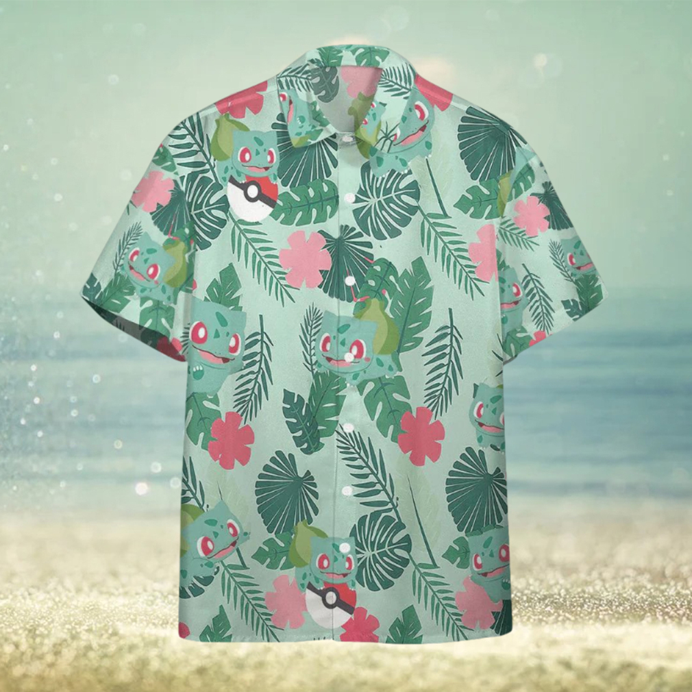 Pokemon Trendy Hawaiian Shirt Bulbasaur Tropical Green Hawaii Shirt Pokemon Aloha Shirt - Limotees