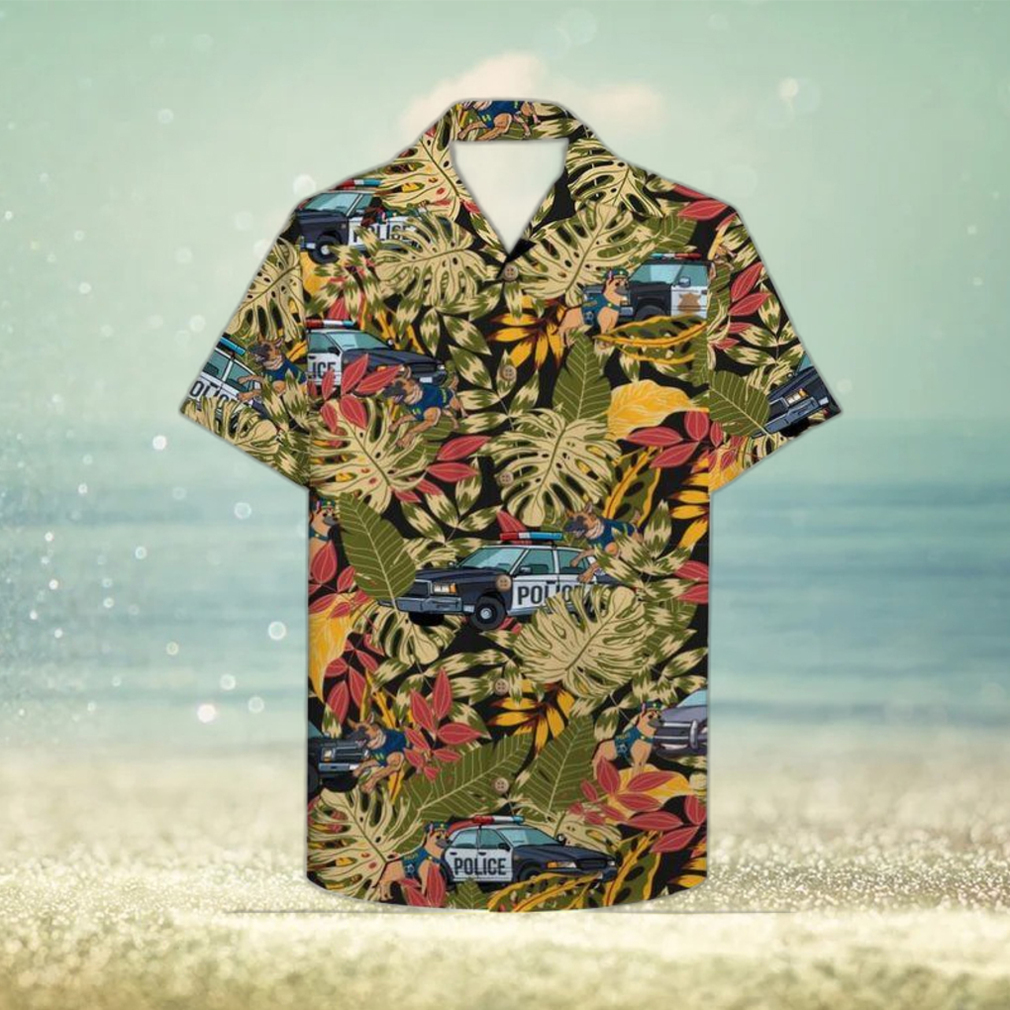 Police Car And Police Dog Aloha Leobees All Over Print Hawaiian Shirt - Limotees