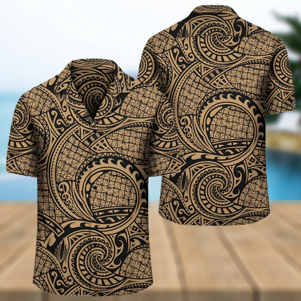 Polynesian Maori Lauhala Gold Hawaiian Shirt - Limotees