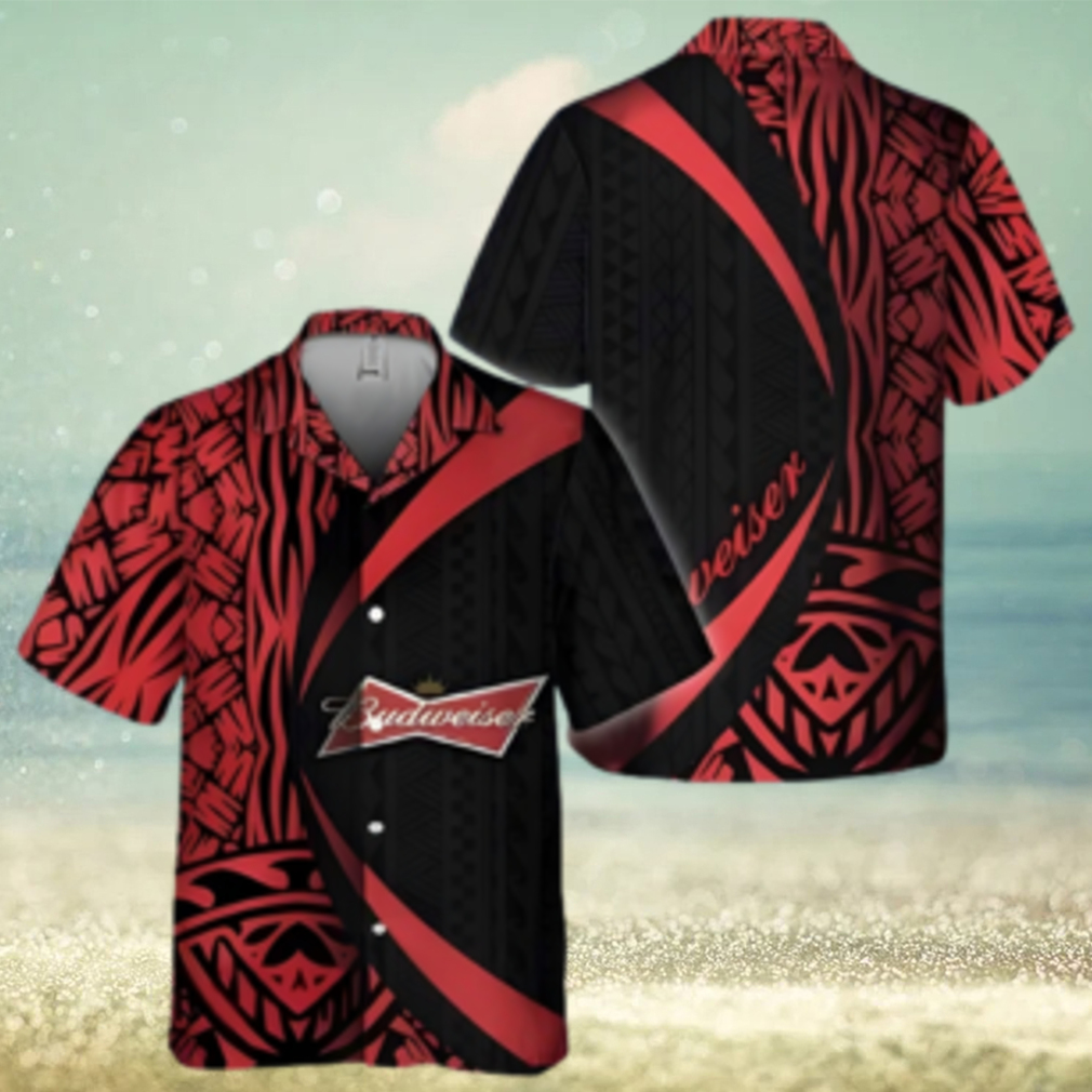 Polynesian Samoan Pattern Budweiser Beer Hawaiian Shirt - Limotees