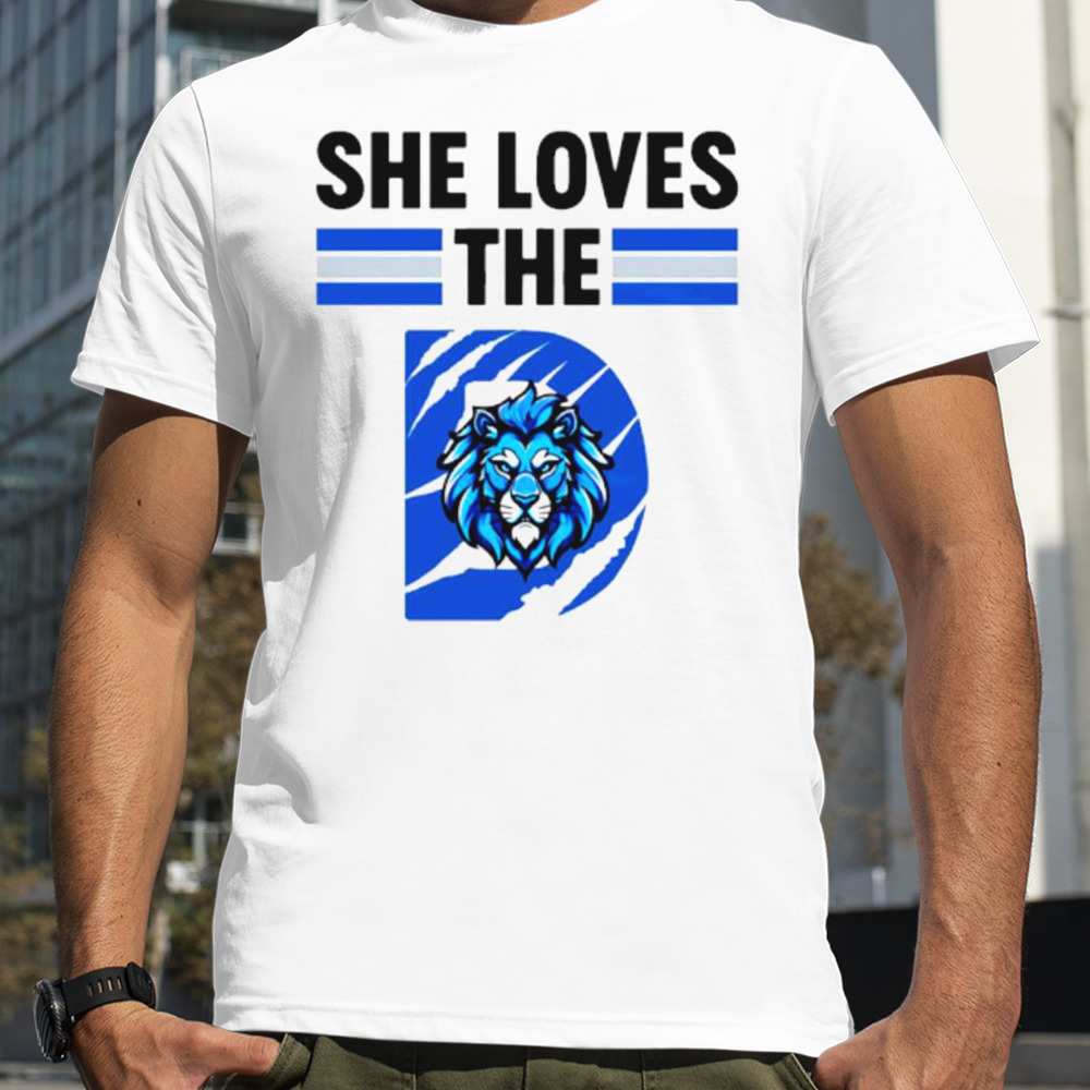 She loves the Detroit Lions football shirt