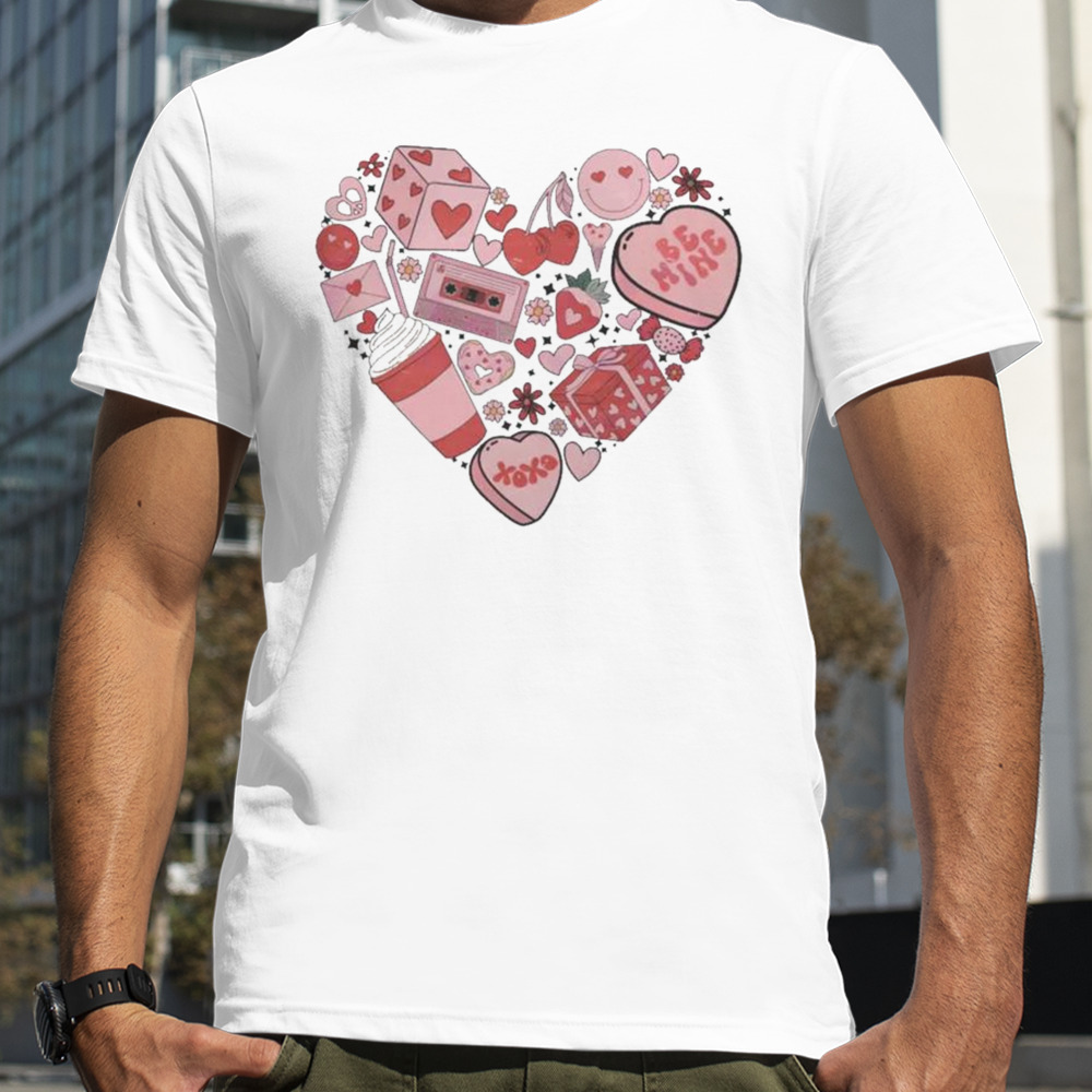 retro valentines day heart doodle 2024 shirt