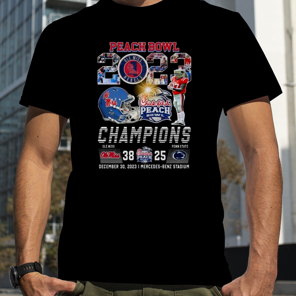 Chick Fil Peach Bowl 2023 Champions Ole Miss Rebels 38-25 Penn State Nittany Lions T-Shirt