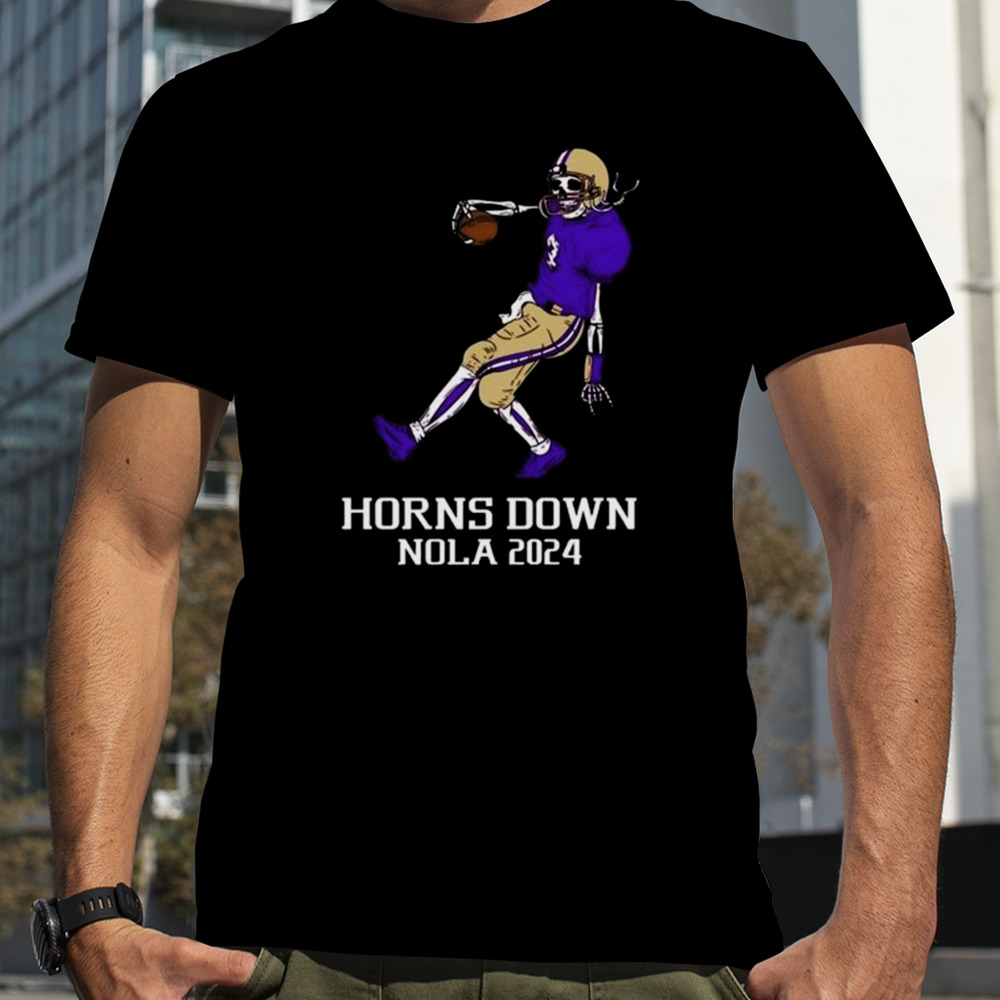 Horns Down Wa Horns Down Nola 2024 Skeleton Shirt