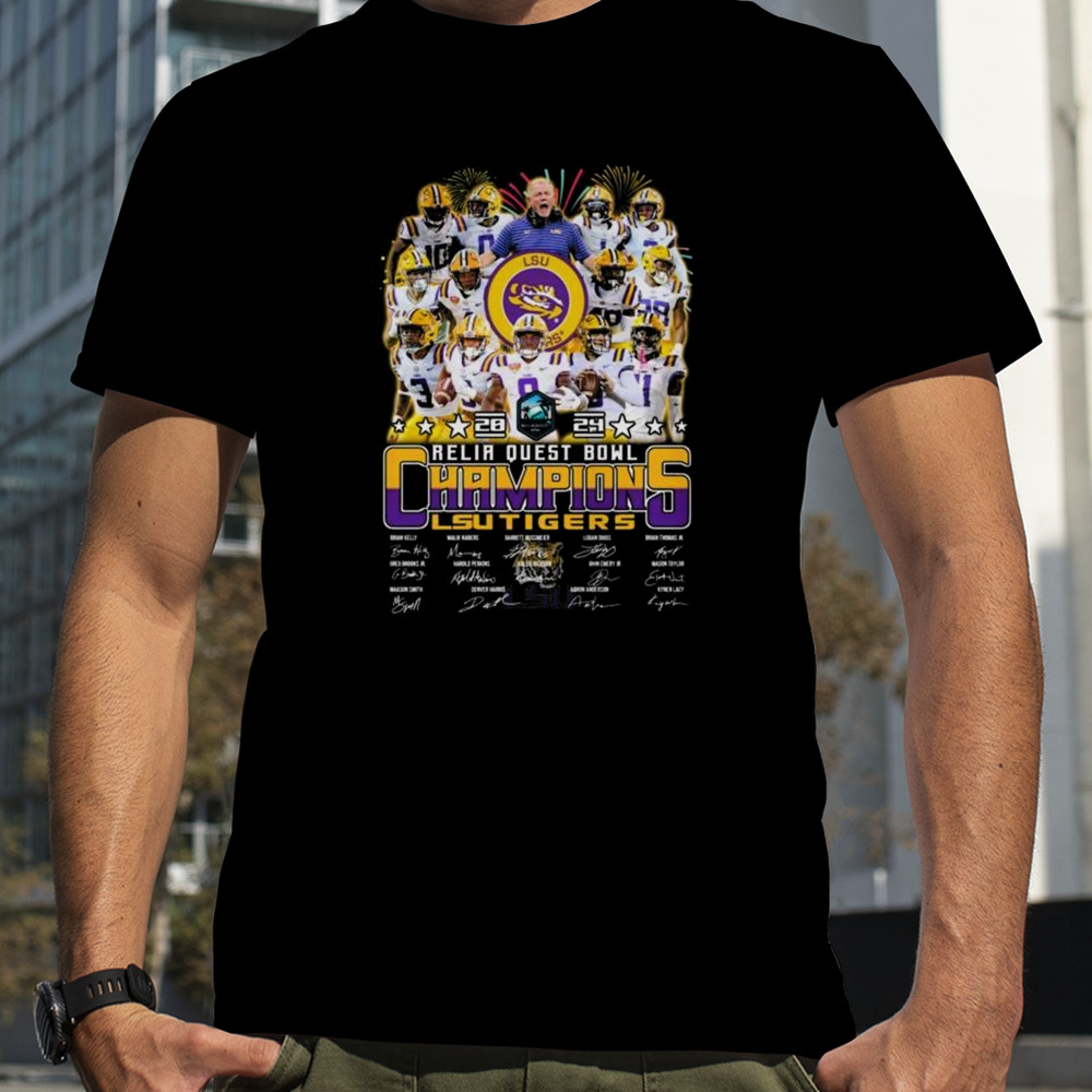 LSU Tigers Football Team 2024 Reliaquest Bowl Champions Signatures Shirt