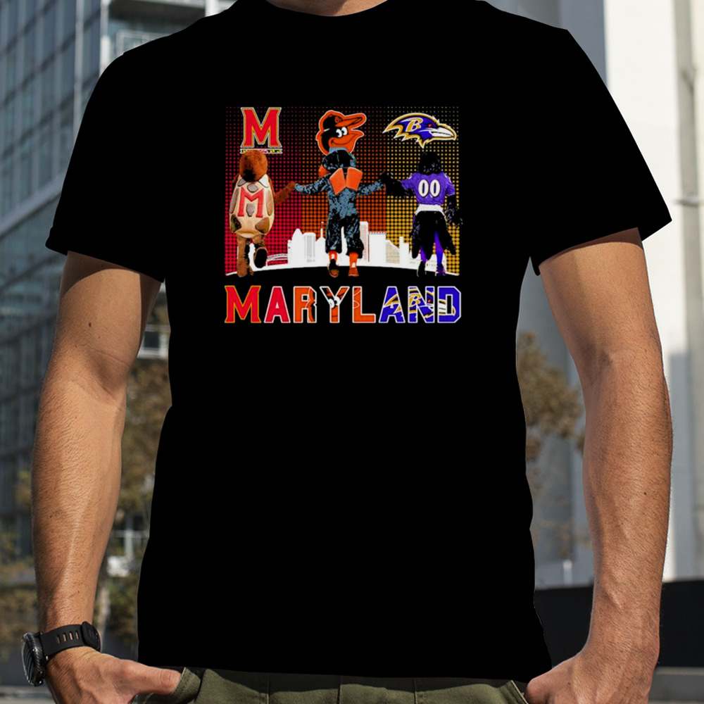 Maryland Sports Teams Mascots Maryland Terrapins, Baltimore Orioles And Baltimore Ravens Champions Shirt