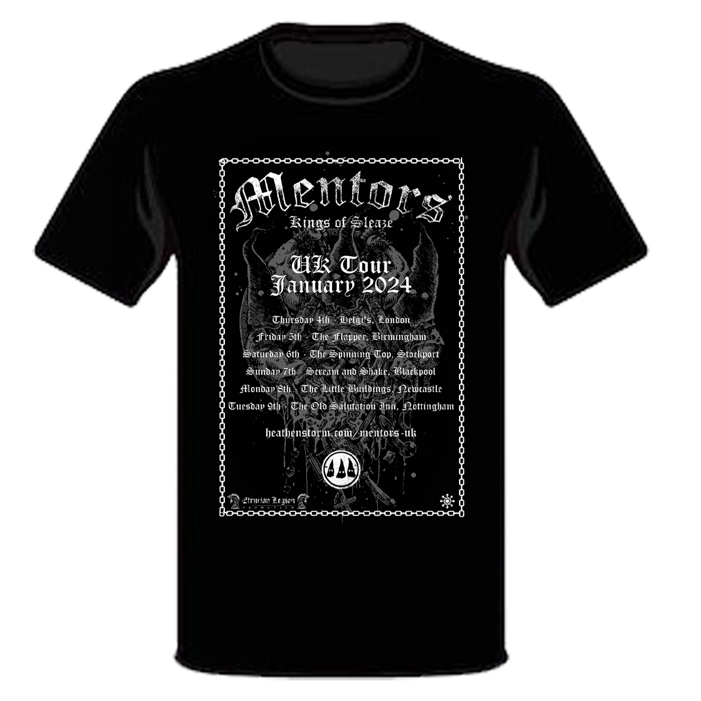 Mentors Kings Of Slease Tour Merch, Mentors Kings Of Slease Uk Tour January 2024 Date T-Shirt, Mentors Shirt