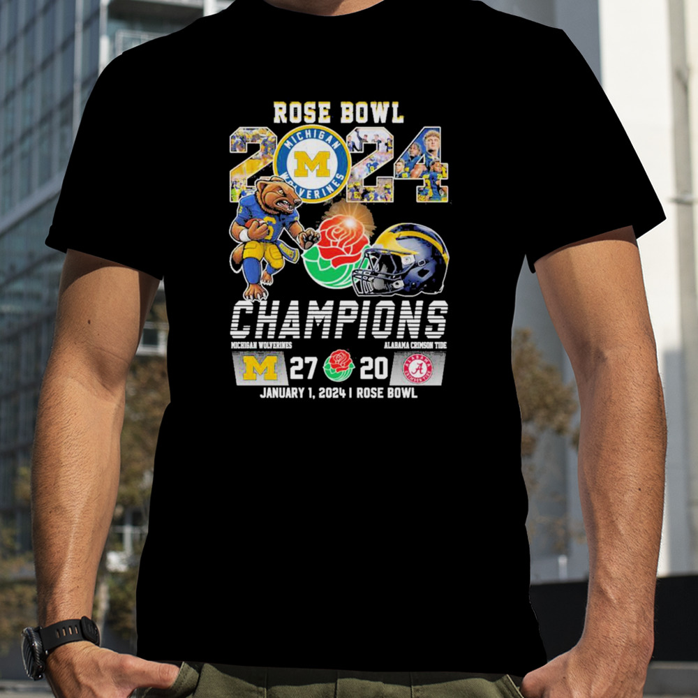 Michigan Wolverines Football 2023 Rose Bowl Champions Victory Alabama 27 20 Shirt