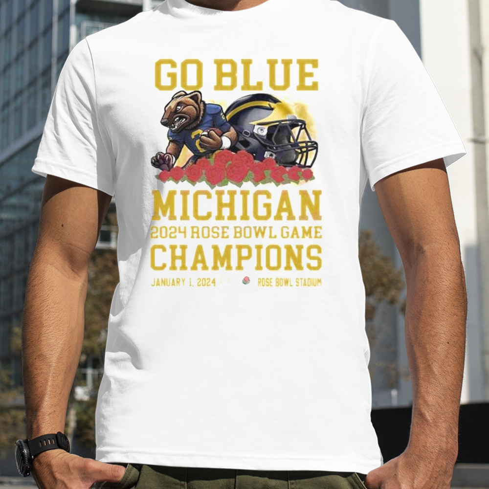 Michigan Wolverines Mascot Go Blue 2024 Rose Bowl Game Champions Rose Bowl Stadium Shirt