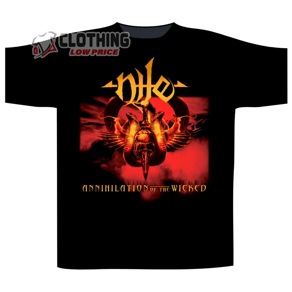 Nile Annihilation Of The Wicked Song Logo Merch, Nile Annihilation Of The Wicked Album Shirt, Album Annihilation Of The Wicked Nile Graphic Tee Merch