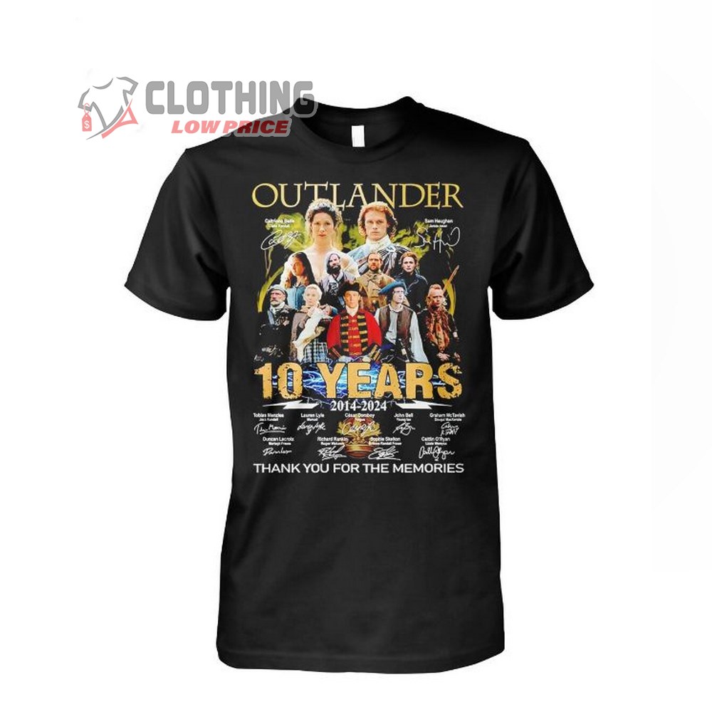 Outlander 10 Years 2014-2024 Thank You For The Memories Signatures T-Shirt