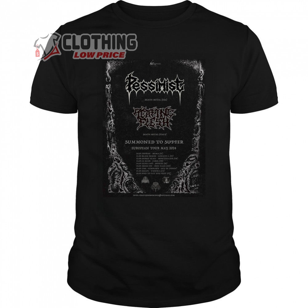 Pessimist 2024 European Tour Merch, Pessimist Death Metal Summonted To Suffer T-Shirt