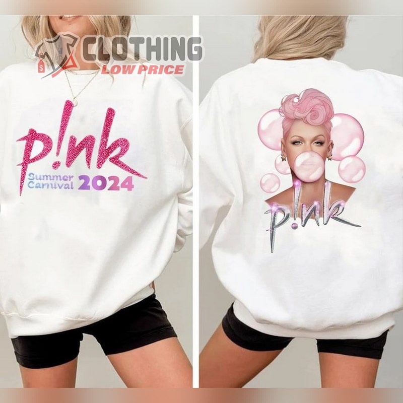 Pink Tour 2024 Shirt, Pink Bubblegum Sweatshirt, P!Nk Pink Summer Carnival 2024 Tour T- Shirt, Pink Trustfall Album Shirt, Pink On Tour Merch