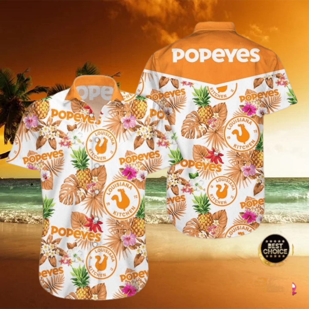 Popeyes Pineapple Kitchen Tropical Flower Aloha Hawaiian Shirt - Limotees