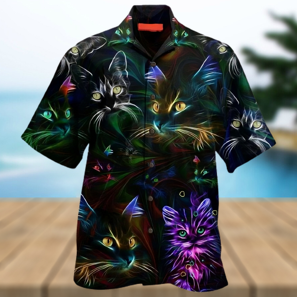 Portrait Neon Cats Art Hawaiian Shirt - Limotees