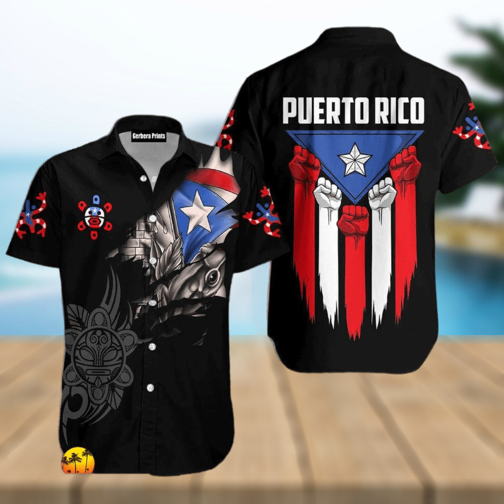 Puerto Rico Culture Black Aloha 3D Hawaii Shirts Summer For Mens And Womens - Limotees