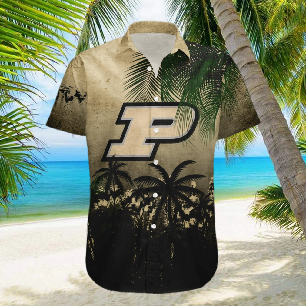 Purdue Boilermakers 3D Hawaiian Shirt Coconut Tree Tropical Grunge NCAA Summer Beach hawaiian shirt - Limotees