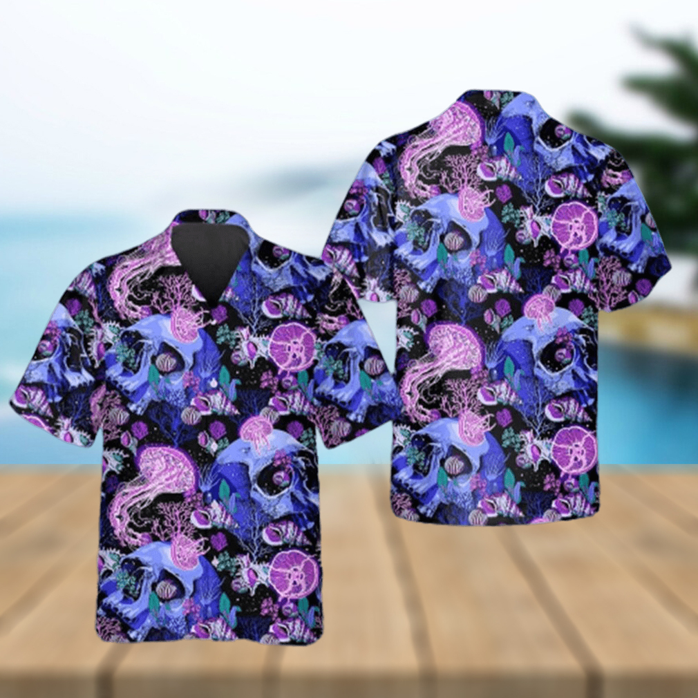 Purple Jellyfish Skull Hawaiian Shirt Summer Beach Shirt - Limotees