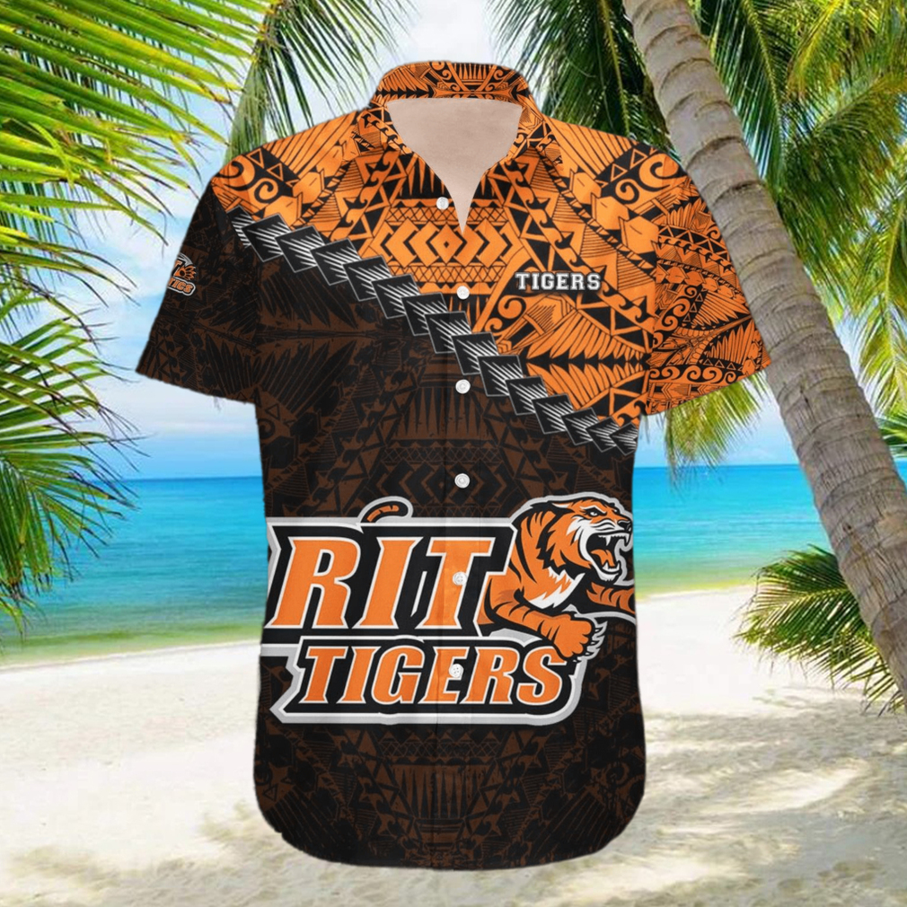 RIT Tigers 3D Hawaiian Shirt Grunge Polynesian TattooNCAA Summer Beach hawaiian shirt - Limotees