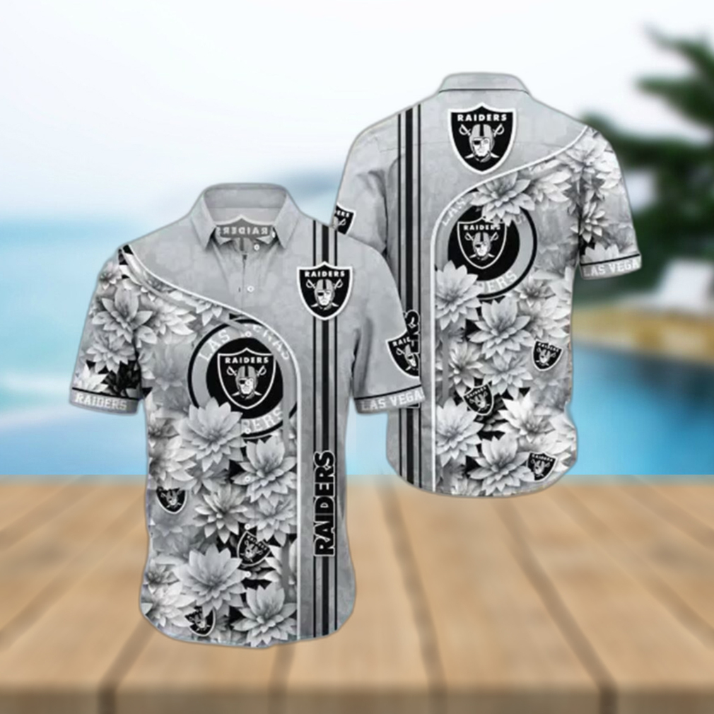 Raiders Hawaiian Shirt Skull And Lotus Flower Have For Fans Of Eastern Culture - Limotees