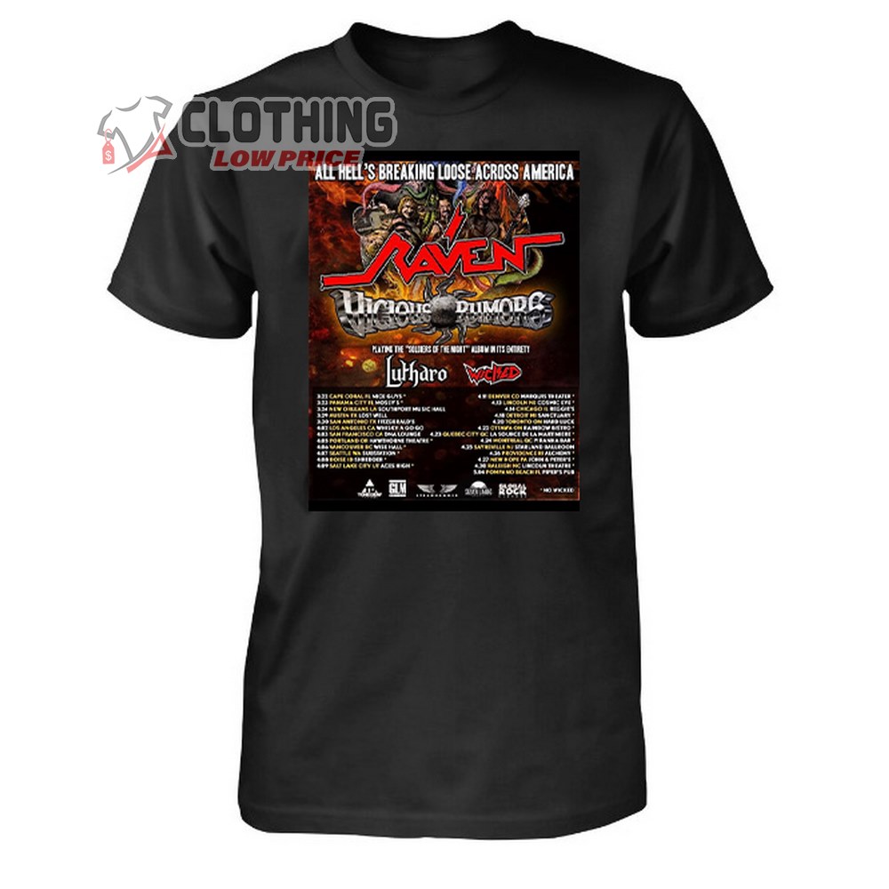 Raven And Vicious Rumors Tour 2024 Merch, Wicked To Play North American Tour Dates With Raven, Vicious Rumors, Lutharo T-Shirt