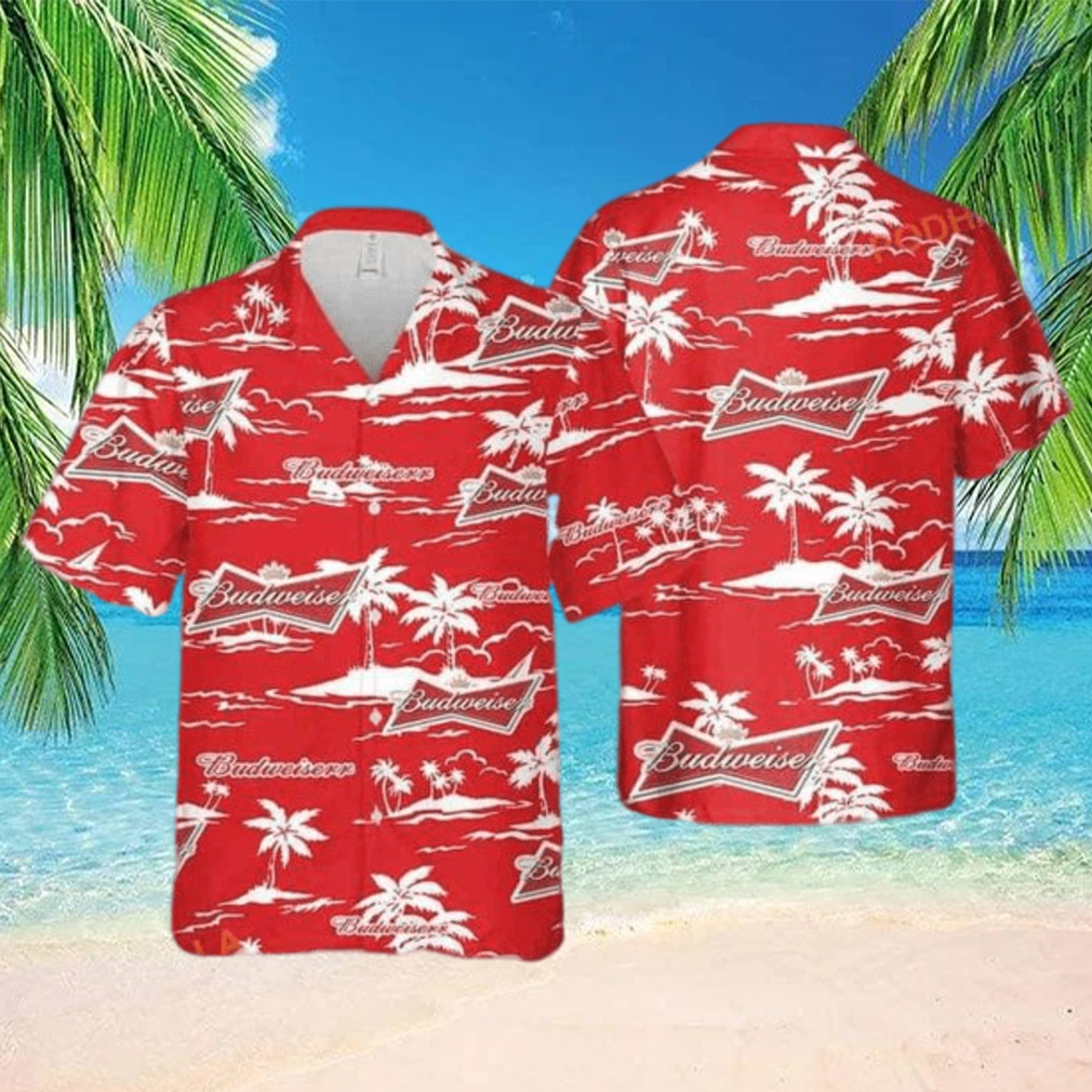 Red Aloha Budweiser Beer Funny Hawaiian Shirt Beach Pattern - Limotees