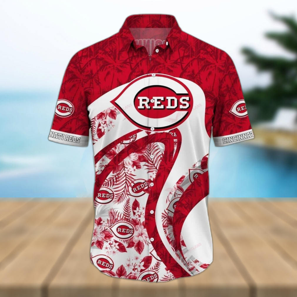 Red Aloha MLB Cincinnati Reds Hawaiian Shirt Tropical Flora Beach Vacation Gift - Limotees