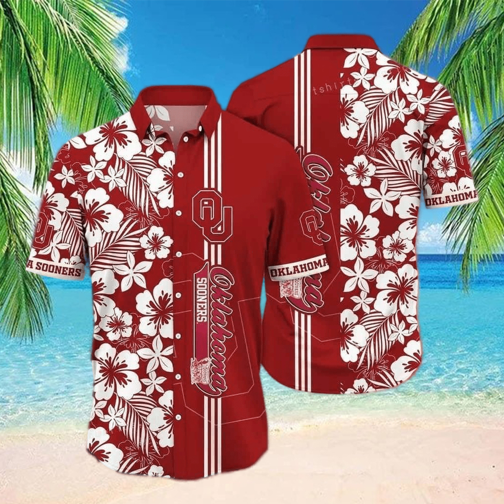 Red Aloha NCAA Oklahoma Sooners Hawaiian Shirt Gift For Beach Trip - Limotees