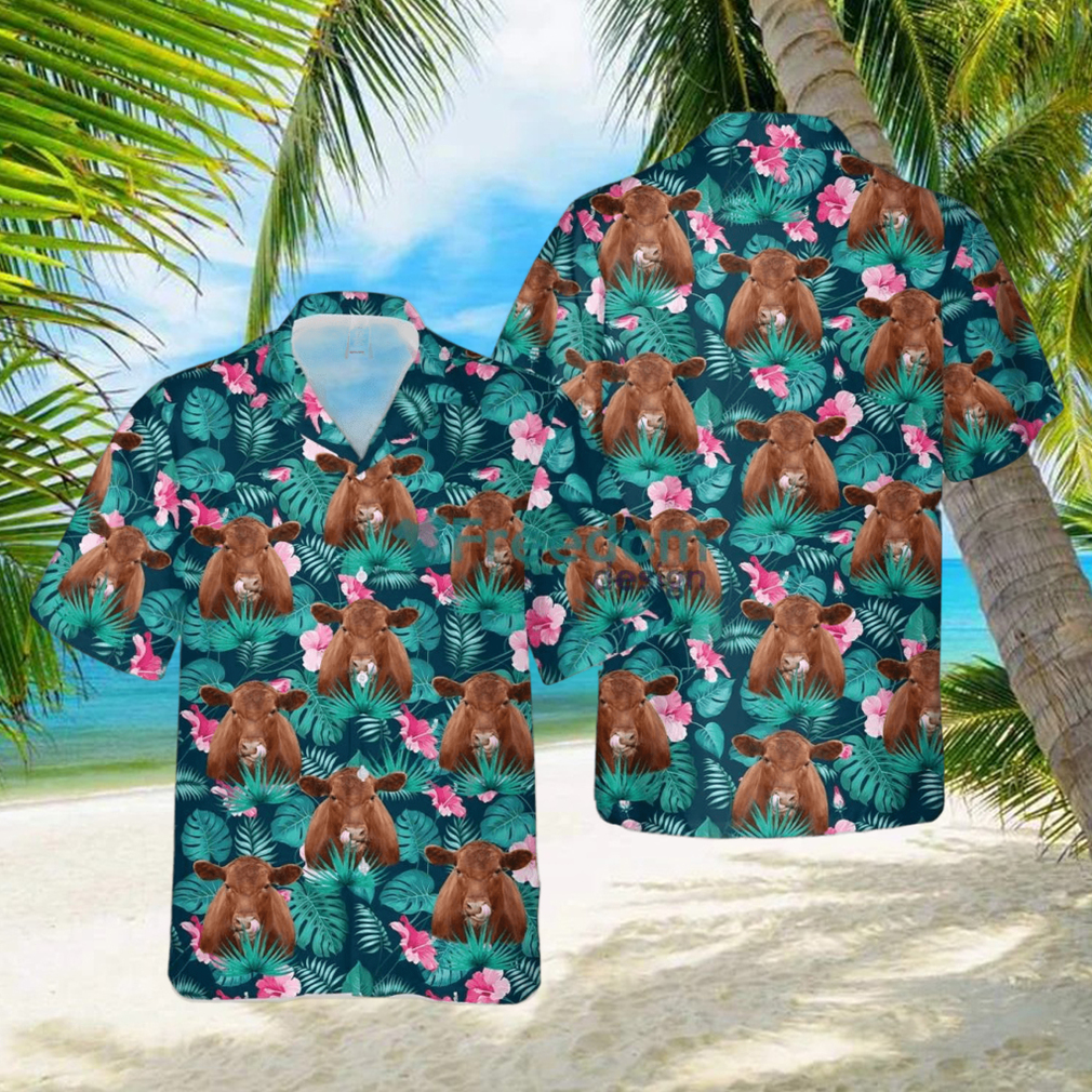 Red Angus Blue Floral Summer 3D Hawaiian Shirt - Limotees