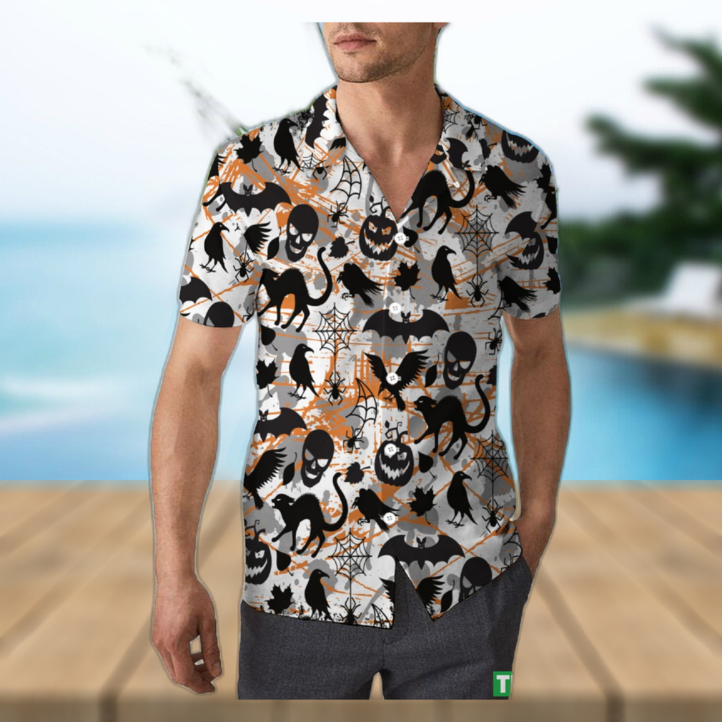 Retro Spooky Season Halloween Unisex 3D Hawaiian Shirt Print Gift For Men And Women Holiday - Limotees